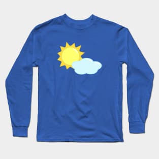 Cute Sun and Cloud Weather Icon in Blue Long Sleeve T-Shirt